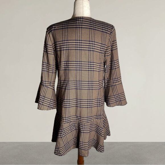 Cabi Flounce Tartan Plaid Jacket in Brown small houndstooth fall peplum 3902 - Picture 6 of 10